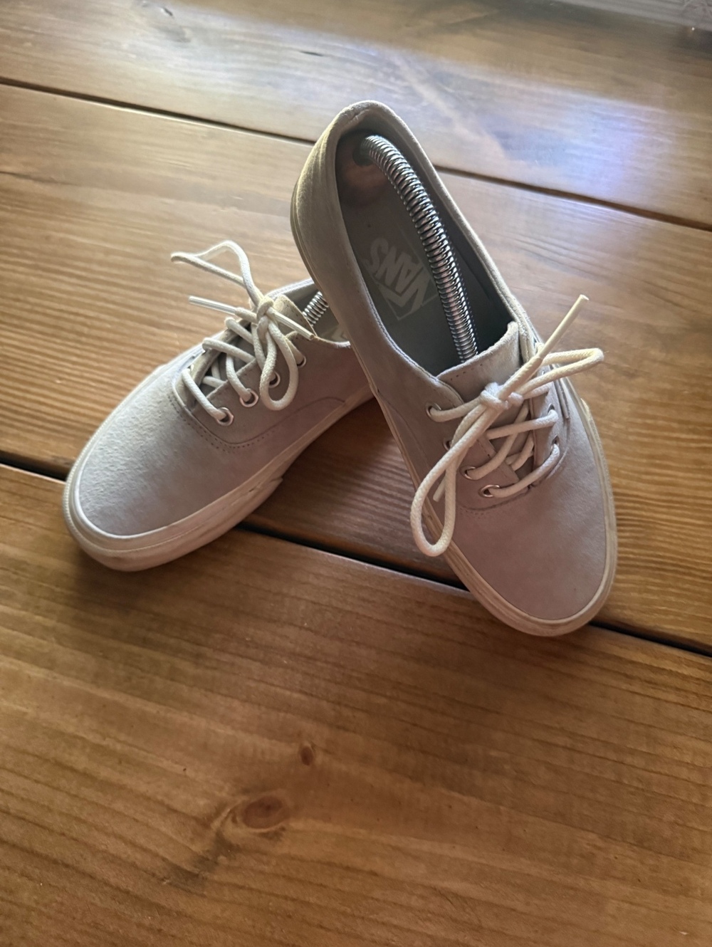 Vans Beige Suede Lace-Up Sneakers